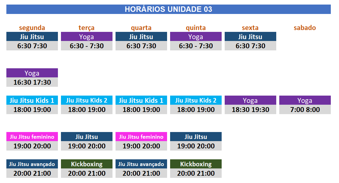 horario modalidades